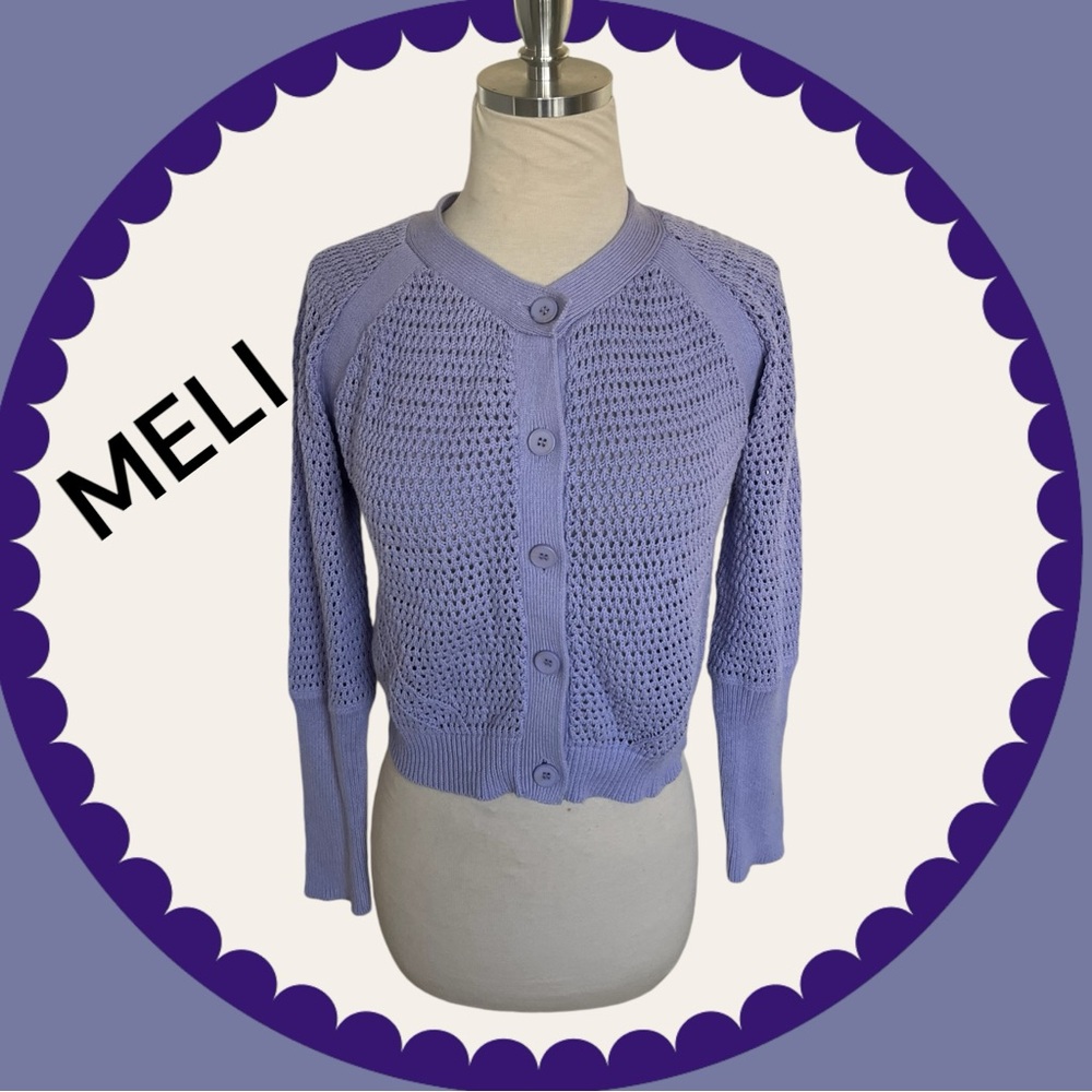 MELI CARDIGAN SWEATER TOP LAVENDER XS